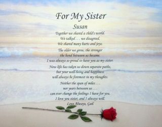 Sister Personalized Poem Birthday or Christmas Gift