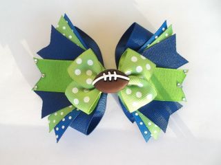 Toddler Girl Seattle Seahawks Inspired Football Boutique Hair Bow