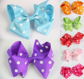 New Girls Baby Large Strip Hair Bow Clip Flower Hairpin 7pcs