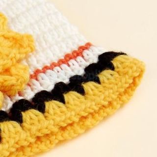 Children Girls Flower Crochet Beanie Knit Hat Cap Handmade 70 Wool for 0 12