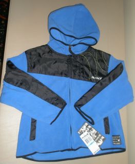 Hurley Baby Boys Blue Black Winter Fall Fleece Hoodie Full Zip Jacket Size 5