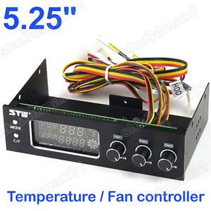 5 25" PC 3 Channel Fan Speed Controller Panel Temp Temperature Fan Controller