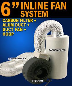 New Mtn Hydroponics 6" Inline Duct Tube Exhaust Fan Carbon Filter Kit 440CFM