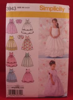 New Simplicity 3943 Girls Special Occasion Dress Pattern Sz AA 3 4 5 6 Uncut