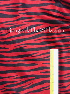 Red Zebra Animal Print Satin Fabric 48"w Dress Robe Scarf Drape by The Yard