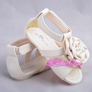 White Sandals Shoes Toddler Sz US 9 UK 8 Wedding Flower Girl Pageant 008
