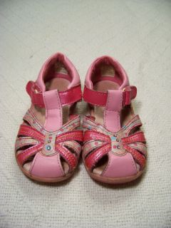 Stride Rite Sandals Pink Leather Rhinestones Adrina Shoes Girls Size 6