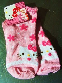 Pink White Flowered Hello Kitty Print Funky Socks Pageants Girls 7 9