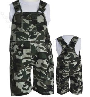 A247 Boys Kids Baby Set Overalls 2pcs Outfit T Shirt Camouflage Bib Pants S0 3Y