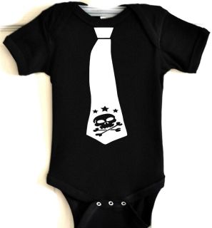 WB Skull Neck Tie Punk Pirate Baby One Piece Bodysuit Romper Onesuit Clothes Top