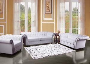 Acme 50165 Camden 3 PC White Bonded Leather Sofa Loveseat Chair Living Room Set