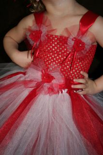 Valentine's Day Custom Made Toddler Girls 3pc Red and White Tutu Dress