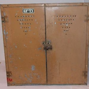 Vintage Tin Mid Century Metal Storage File Cabinet Locker Cupboard