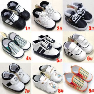 New Soft Leather Cotton Baby Boy Girl Shoes 0 6 6 12 mths Infant Toddlers