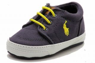 Polo Ralph Lauren Infant Boy's Navy Yellow Canvas Faxon Fashion Layette Shoes