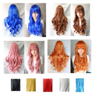 Womens New Fashion Long Wavy Curly Cosplay Party Girls Full Hair Wigs 9 Colors