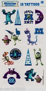 Monsters Inc University Temporary Tattoos Birthday Party Supplies Favor Mike