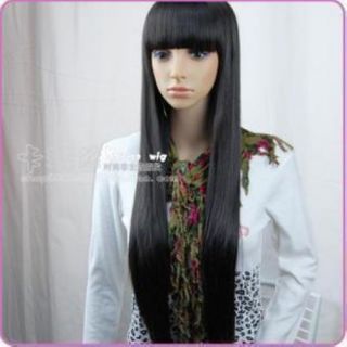 New Cosplay Party Long Black Pony Straight Hair Fashion Wig 80cm
