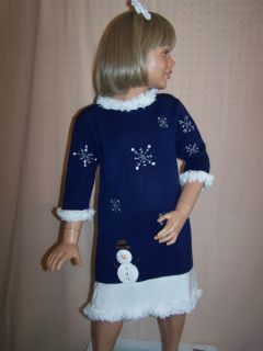 Girl's Zackali 4 Kids Blue Knit Dress Size 3 4T Navy Blue White Beautiful