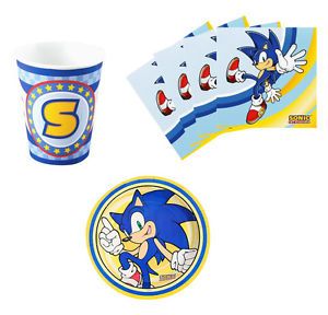 Sonic The Hedgehog Birthday Party Supplies Kit Plates Napkins Cups Set for 8 16