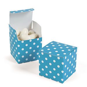 12 Turquoise Polka Dot Treat Boxes 2" Candy Buffet Favor Box Wedding Party