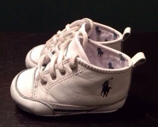 Ralph Lauren Layette Classic Pony Infant Baby Boys Size 3 White Sneakers Shoes