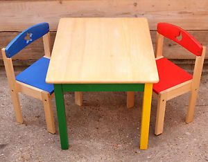 Children's Table and Chair Set by Blue Ribbon Rectangle Solid Beech Wood Table