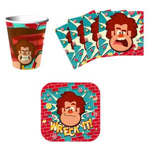 Wreck It Ralph Birthday Party Supplies Kit Plates Napkins Cups Set for 8 or 16