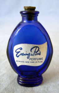 Vintage Bourjois Evening in Paris Mini Perfume Bottle Empty Cobalt Blue Glass