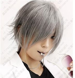 Soul Eater Franken Stein Cosplay Wig Grey Silver Costume Short Party coser Wig