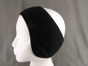 Black Fleece Ear Muff Head Wrap Warmers Ski Adjustable Velcro Headband