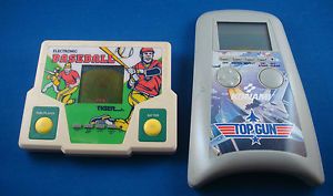 Lot X2 Tiger Baseball Konami Top Gun LCD Electronic Handheld Arcade Game E7