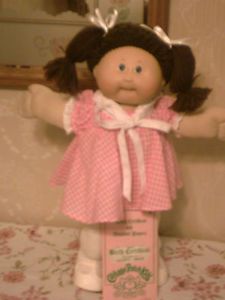 Vintage Cabbage Patch Doll RARE Violet Eye Girl Pink Dress Outfit Birth Papers