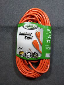 Coleman Cable 2308 Orange Vinyl Outdoor 16 3 Gauge 50 ft Extension Cord