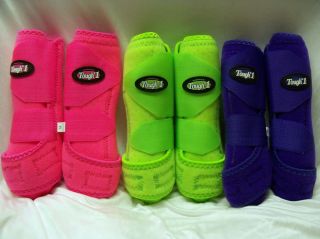 Extreme Vented Sports Splint Front Leg Boots Hot Pink Lime Green Purple s M L