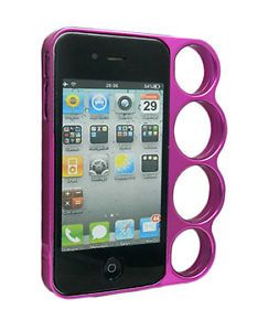 New Hot Pink Brass Knuckles Hard Bumper Side Cover Case for iPhone 4 4S 4G 4GS
