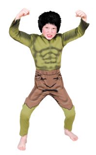 Kids' Hulk Deluxe Boys Superhero Muscle Fancy Dress Costume Wig Child Age 3 10
