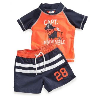 Carters Baby Boy Summer Clothes 2 Piece Swimsuit Orange Dog 12 18 24 Months