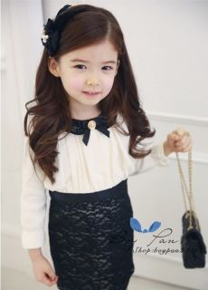 New Kids Children Girls Cute Fashion Doll Collars Long Sleeve Lace Dress sz2 7Y