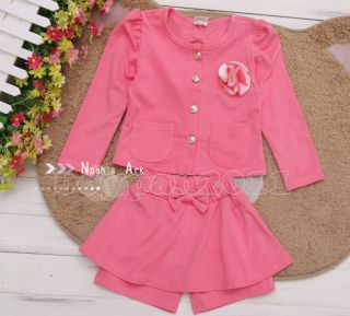 New Kids Toddlers Girls Pink Navy Blue Coat and Shorts Skirt Outfit Set sz2 7Y