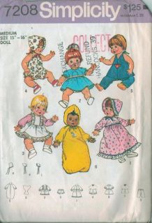 Vintage Simplicity Baby Doll Clothes Sewing Pattern