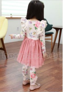 New Kids Toddlers Girls Lovely Flower Long Sleeve Age 3 8Y Tulle Tutu Dress