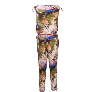 New Womens Fashion Chic Sleeveless V Neck Flower Print Jumpsuits Rompers B1308