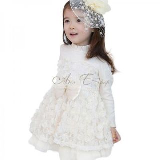 Girl Kid Lace Rose Pageant Party Formal Dress Baby Tulle Tutu Skirt Clothes 3T 7