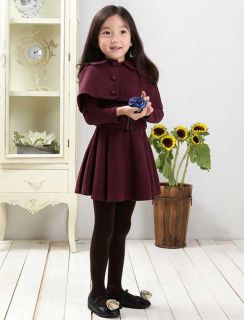 New Toddlers Girls Cardigan Cloak and Pleated Skirt Dress Outfits Sets AGES6 12y