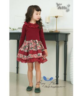 New Style Kids Toddlers Girls Long Sleeve Lovely Collar Ages 2 7Y Tutu Dress