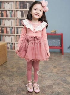 New Kids Girls Princess Party Lace Long Sleeve Tulle Tutu Dress Age 1 7Years