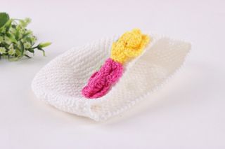Baby Girl Toddler Cute Handmade Flower Knit Crochet Beanie Hat Cap Headband Gift