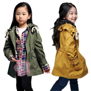 Girls Lapel Drawstring Casual Trench Coat Wind Jacket Kid Outwear Ages 4 9 Years