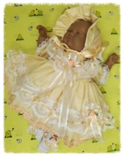 Dream Newborn Baby Girl Peach Dress Bonnet 17 19" Reborn Dolls